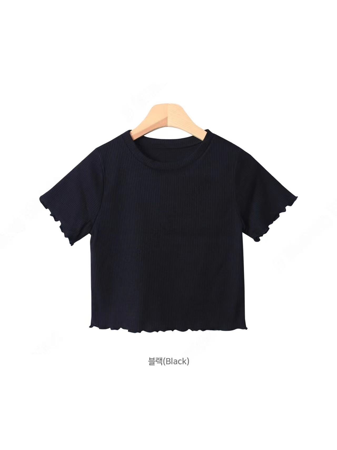 木耳邊喑直紋Basic tee