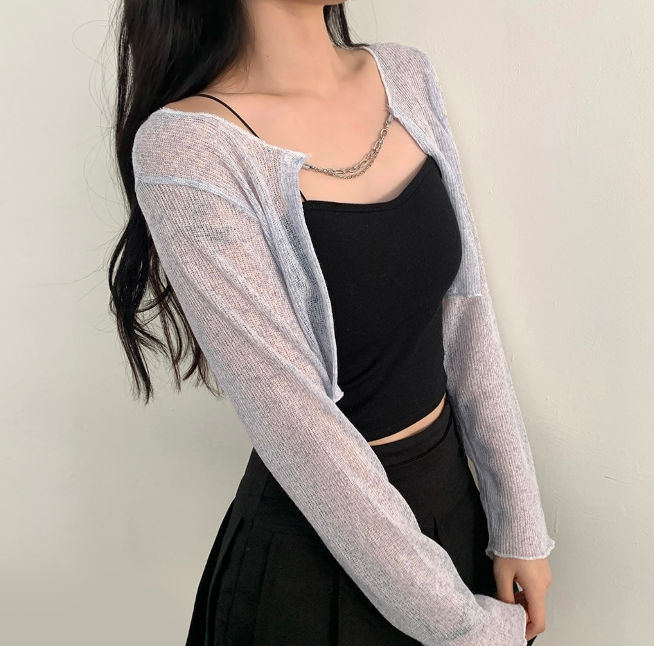 Crop knit bolero cardigan