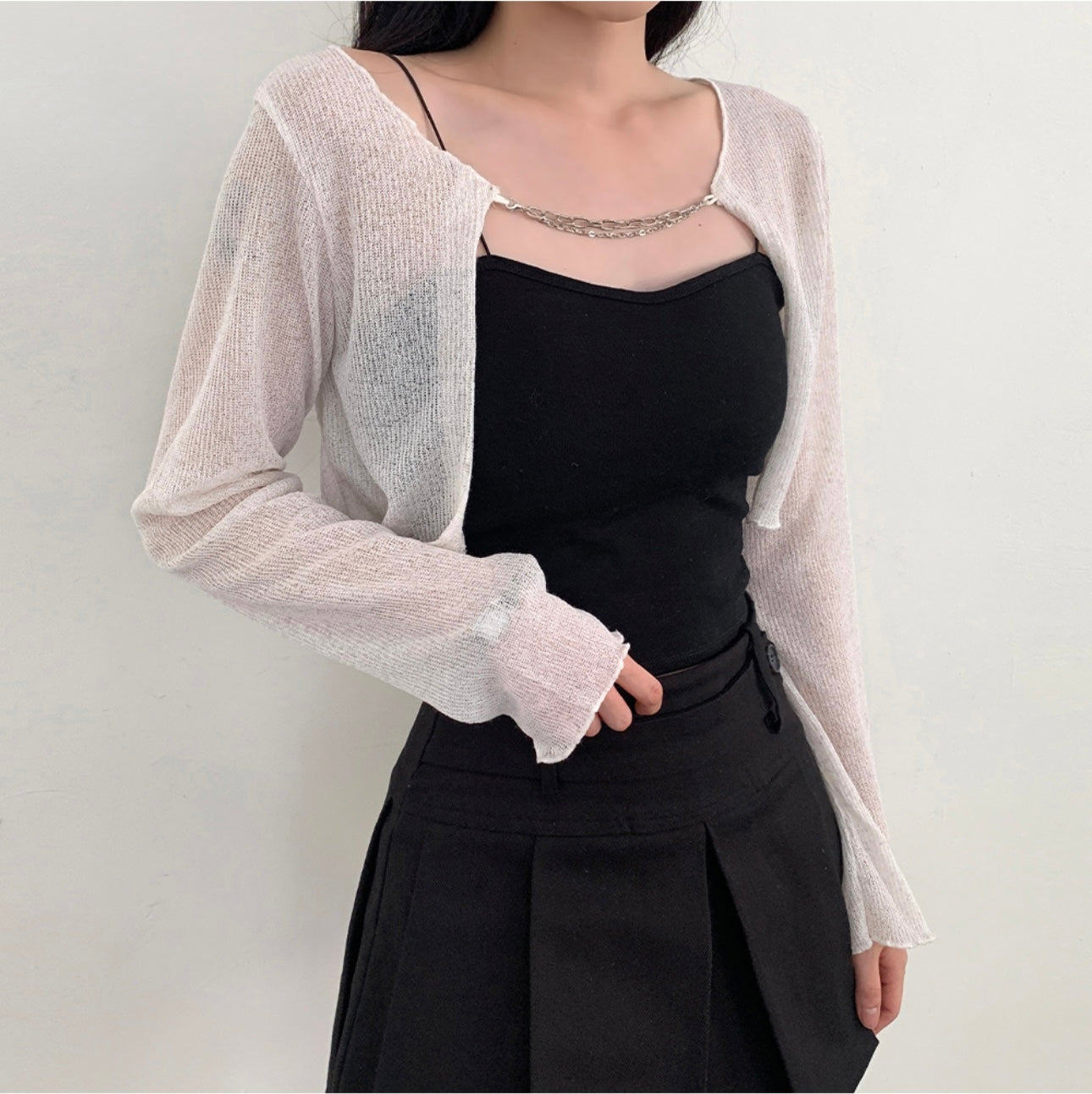 Crop knit bolero cardigan