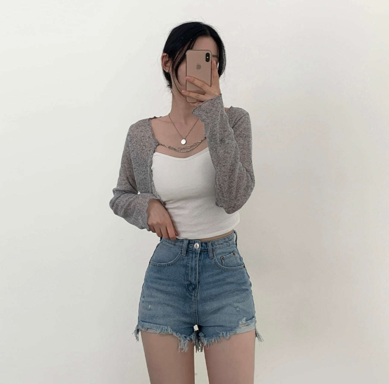 Crop knit bolero cardigan