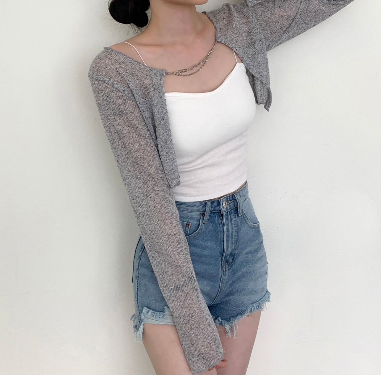 Crop knit bolero cardigan