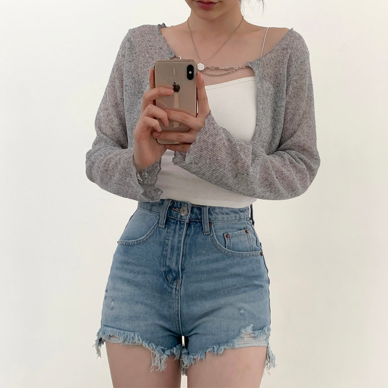 Crop knit bolero cardigan