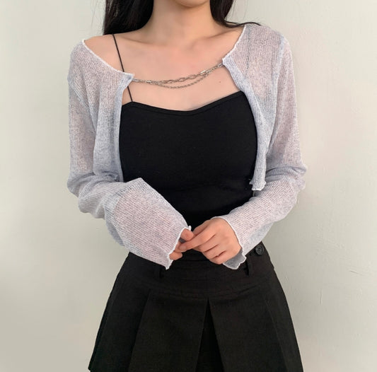 Crop knit bolero cardigan