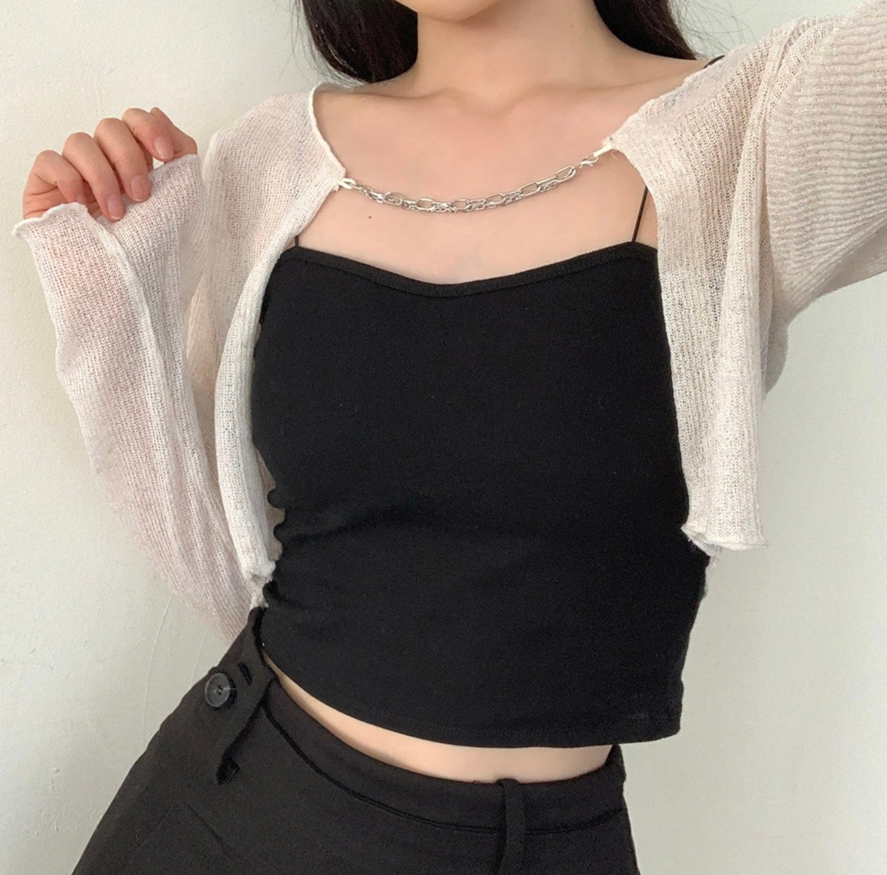 Crop knit bolero cardigan