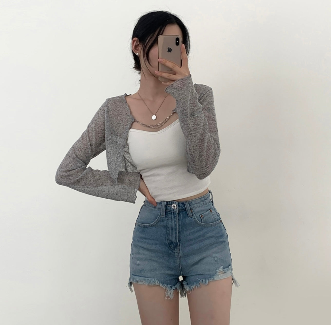 Crop knit bolero cardigan