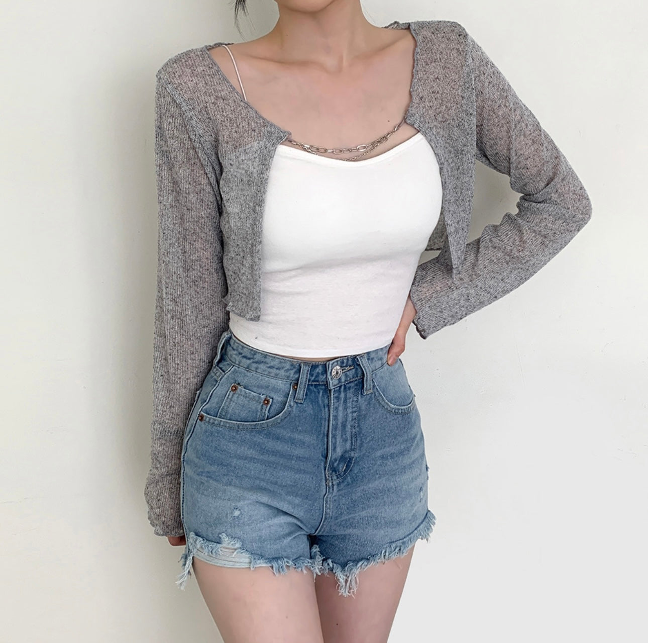 Crop knit bolero cardigan